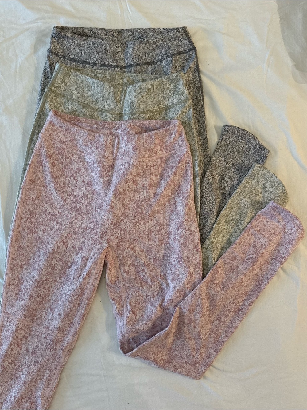 Gymshark Leggings Trio - Pink, Olive, Gray